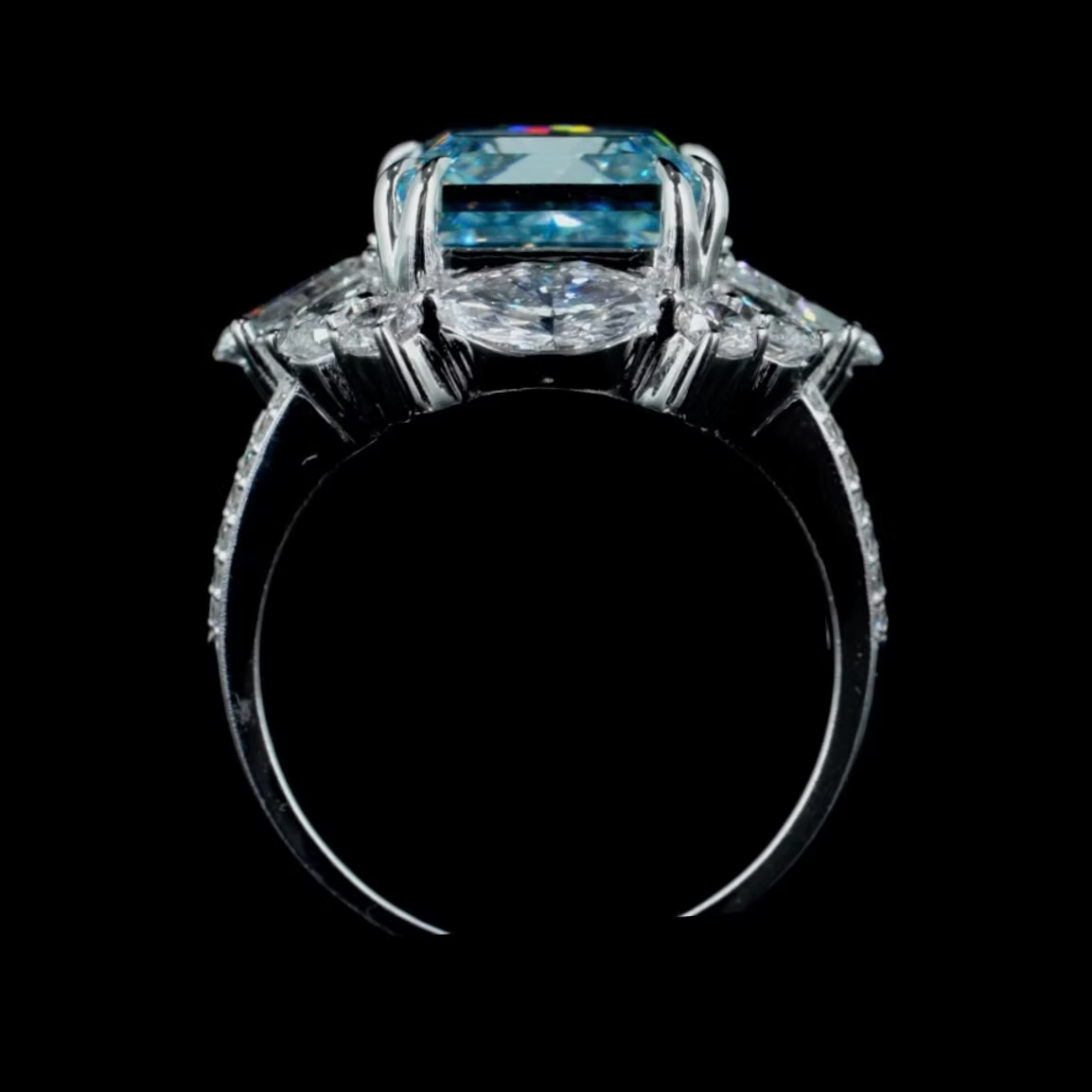 8.08 ct. Blue Diamond Cluster Halo Ring