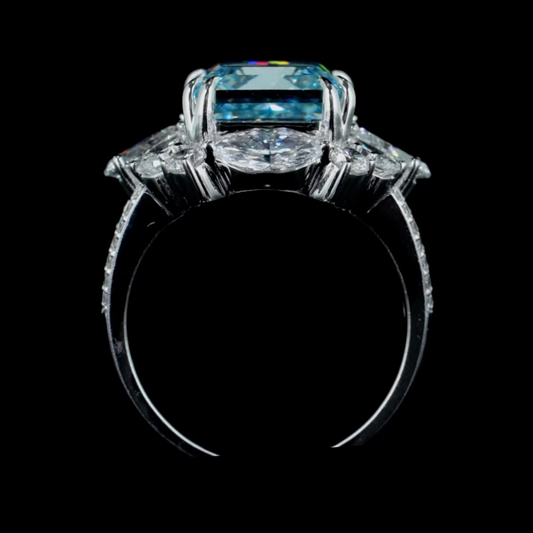 8.08 ct. Blue Diamond Cluster Halo Ring