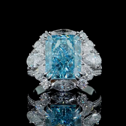 8.08 ct. Blue Diamond Cluster Halo Ring