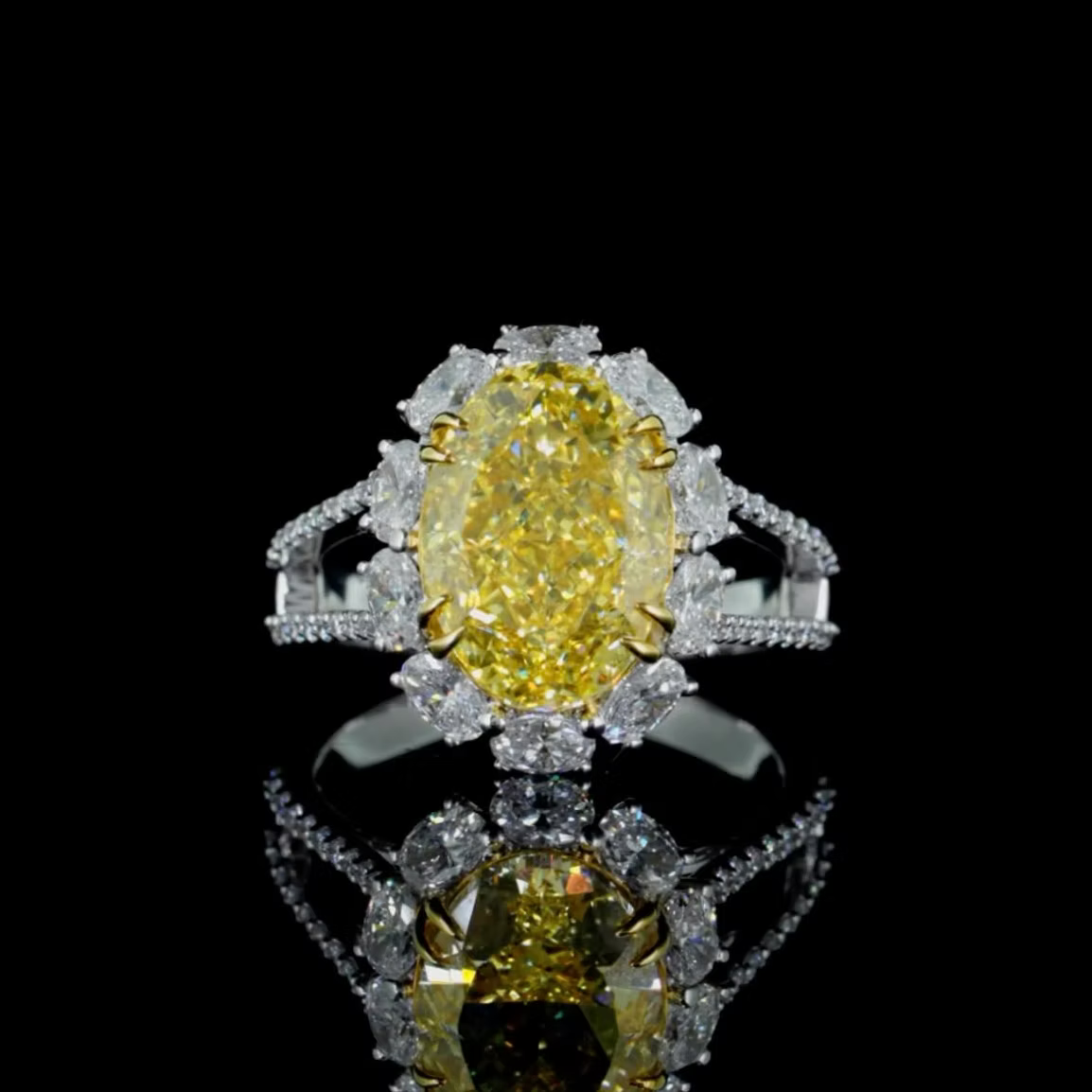 5.64 ct. Yellow Diamond Halo Ring
