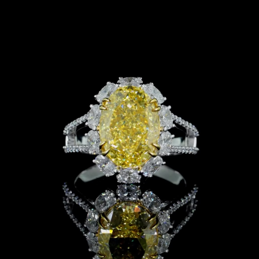 5.64 ct. Yellow Diamond Halo Ring