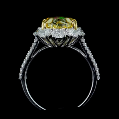 5.64 ct. Yellow Diamond Halo Ring