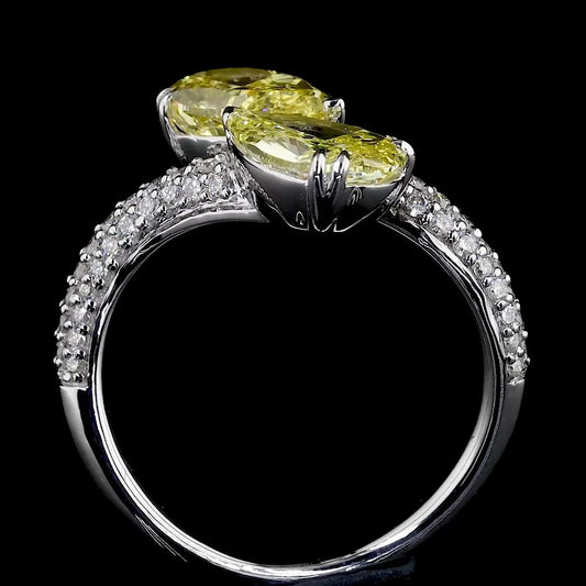 3.34 ct. Yellow Pear Lab Diamond Bypass Ring