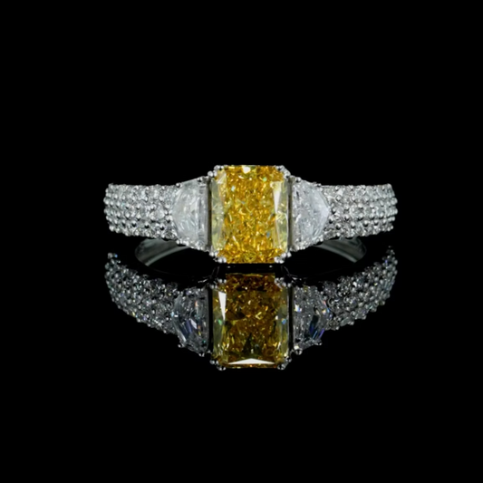10.02 ct. Green Diamond Pavé Side-Stone Ring
