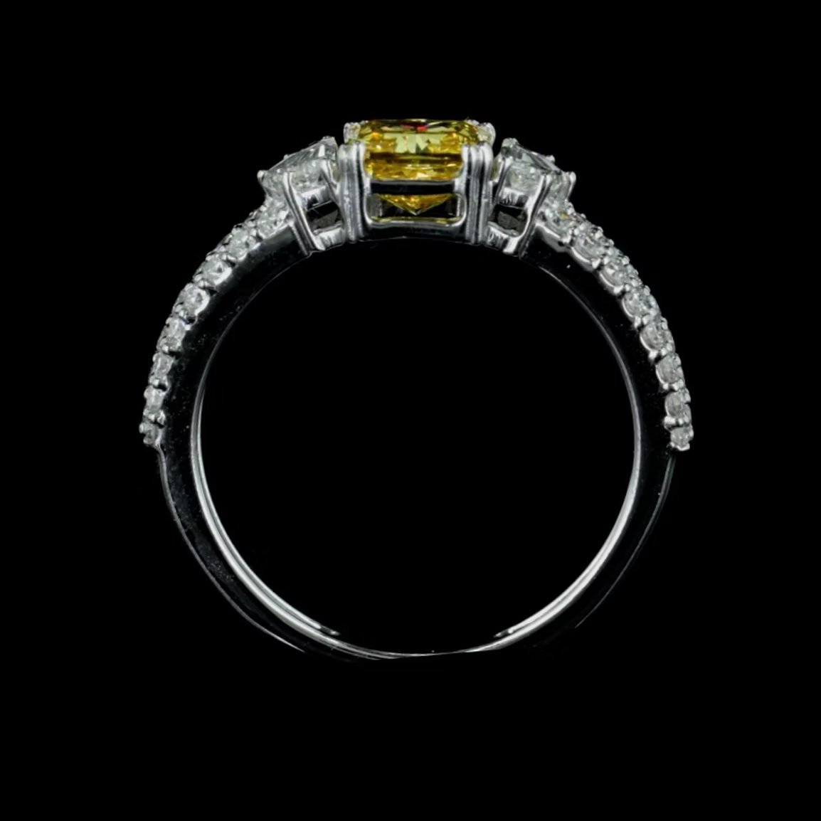 10.02 ct. Green Diamond Pavé Side-Stone Ring