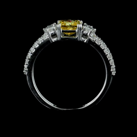 10.02 ct. Green Diamond Pavé Side-Stone Ring