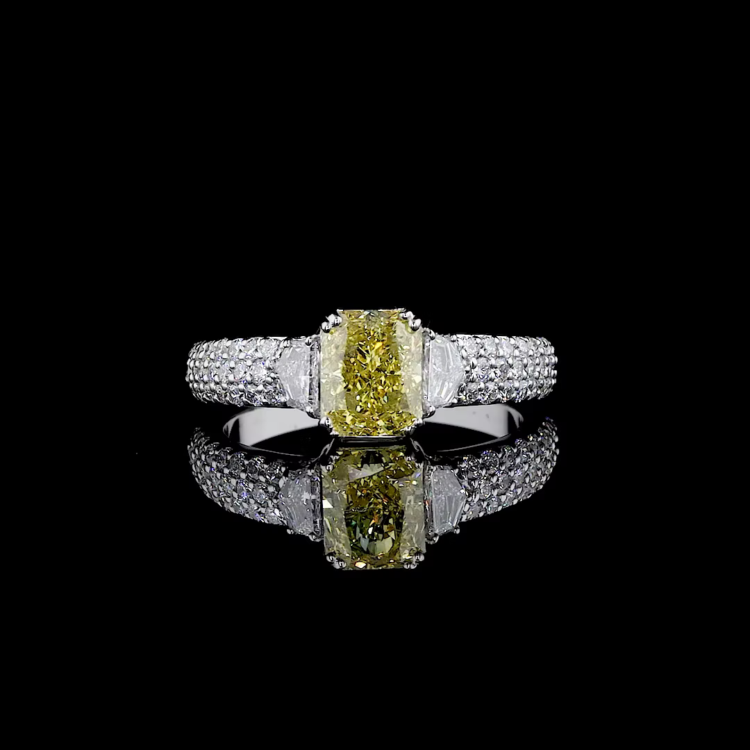 1.37 ct. Yellow Diamond Pavé Side-Stone Ring