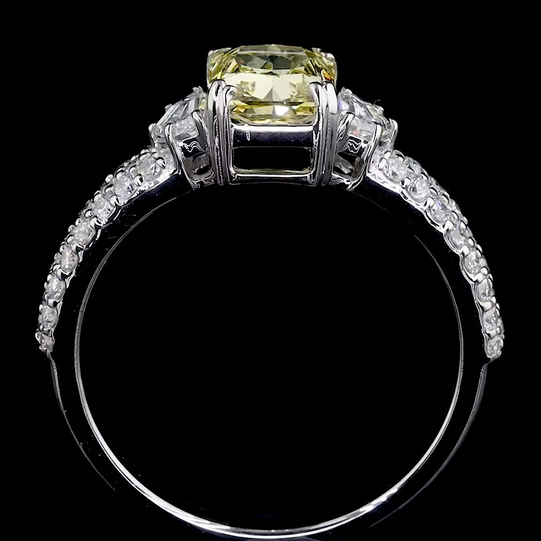 1.37 ct. Yellow Diamond Pavé Side-Stone Ring