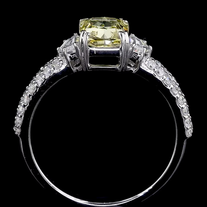 1.37 ct. Yellow Diamond Pavé Side-Stone Ring