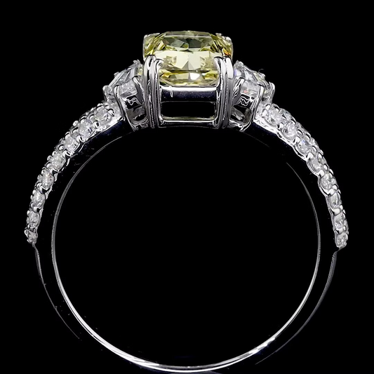 1.37 ct. Yellow Diamond Pavé Side-Stone Ring