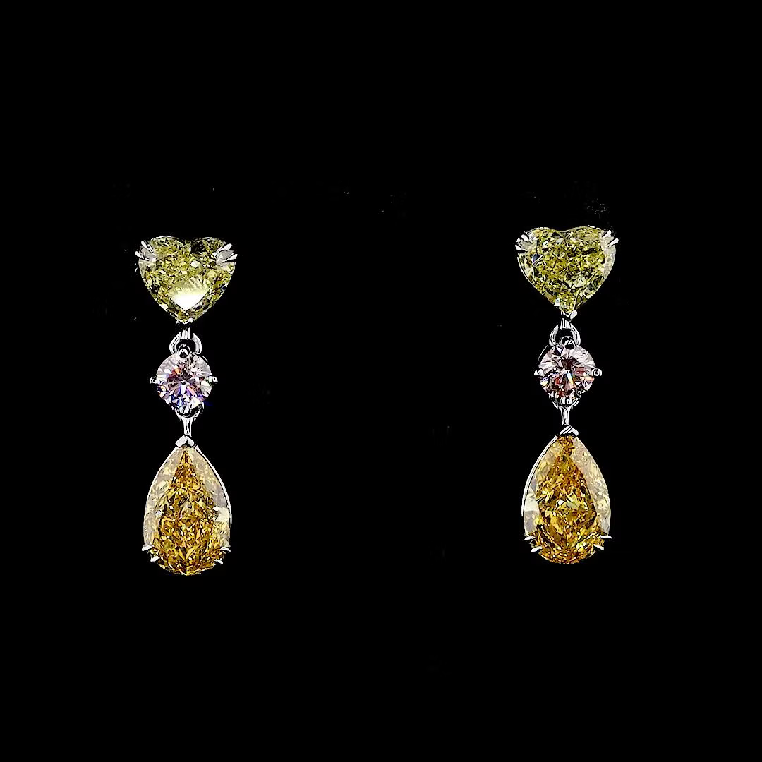 3.71 ct. Orange Diamond Drop Earrings