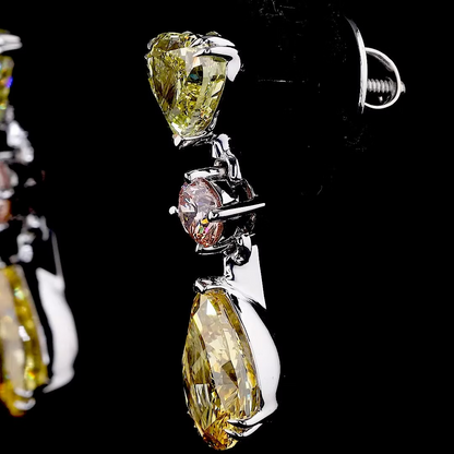 3.71 ct. Orange Diamond Drop Earrings