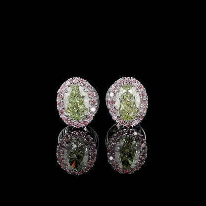 2.02 ct. Green Diamond Stud Earrings