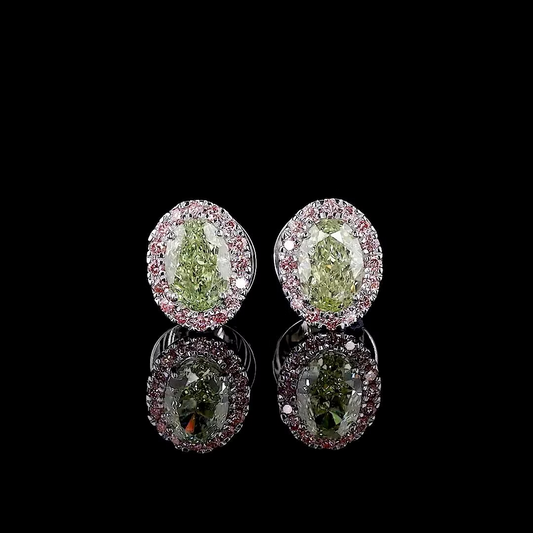2.02 ct. Green Diamond Stud Earrings