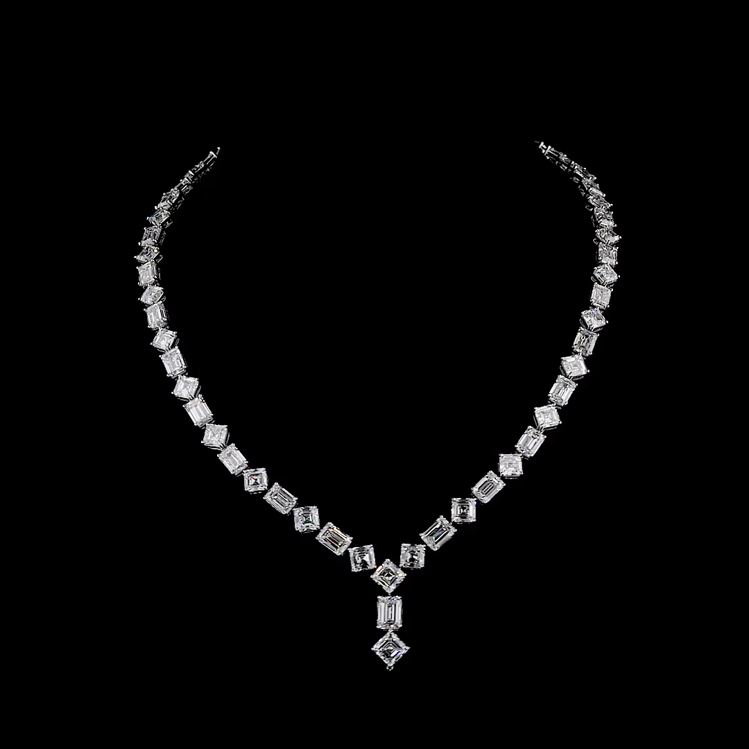 72.09 Ct. Emerald Cut Diamond Tennis Necklace