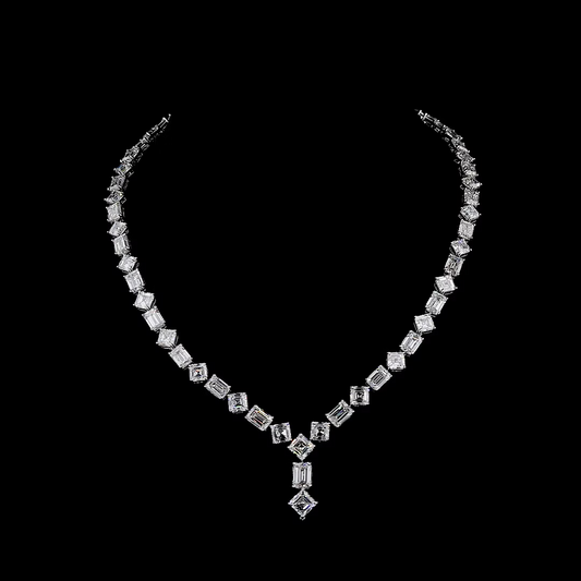 72.09 Ct. Emerald Cut Diamond Tennis Necklace