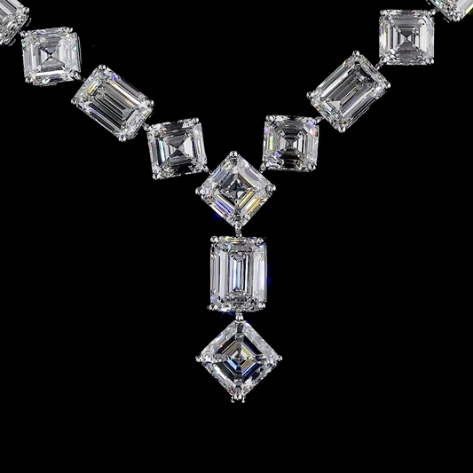 72.09 Ct. Emerald Cut Diamond Tennis Necklace