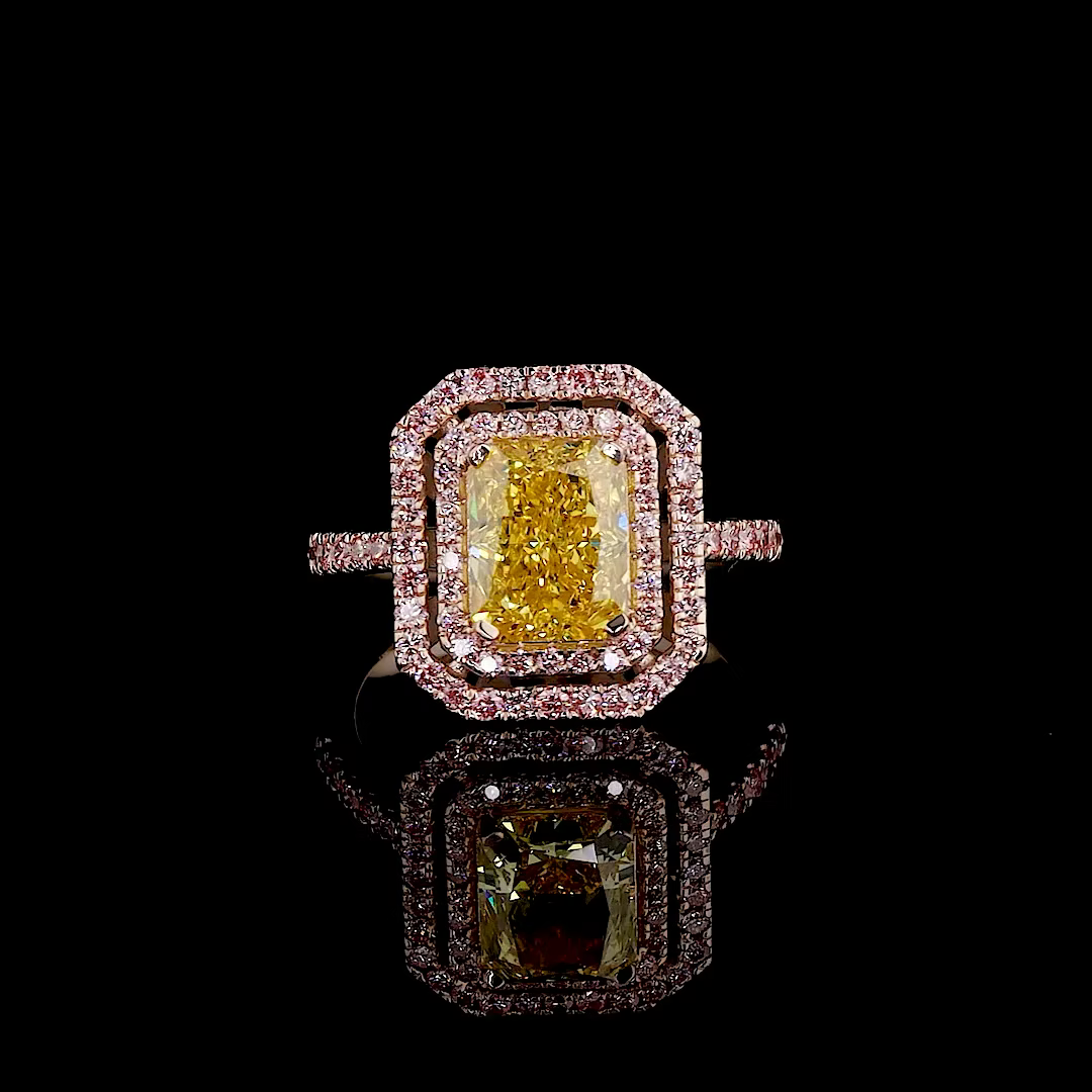 3.02 ct. Yellow Diamond Halo Ring