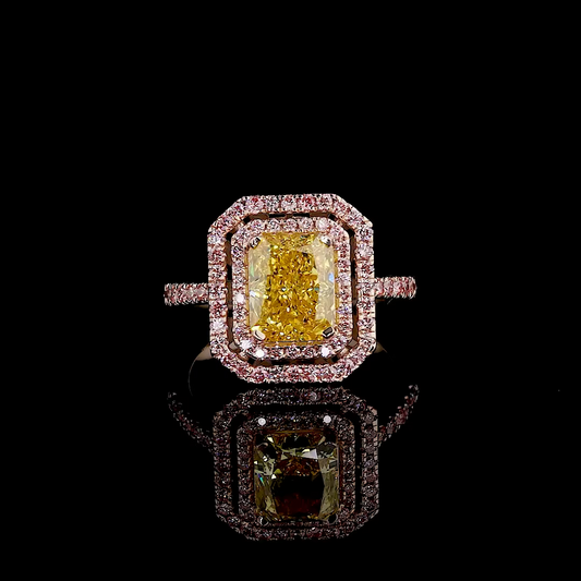 3.02 ct. Yellow Diamond Halo Ring