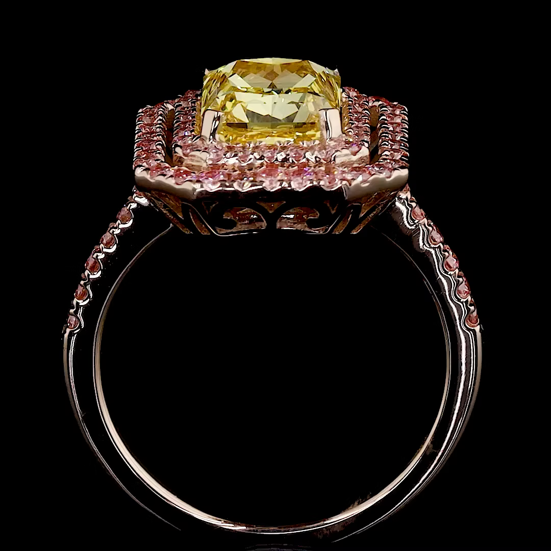 3.02 ct. Yellow Diamond Halo Ring