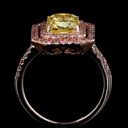 3.02 ct. Yellow Diamond Halo Ring