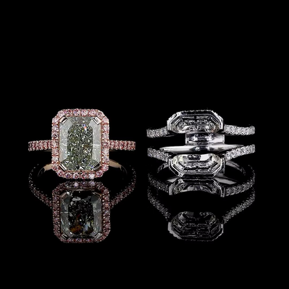4.16 ct. Green Radiant Solitaire Ring