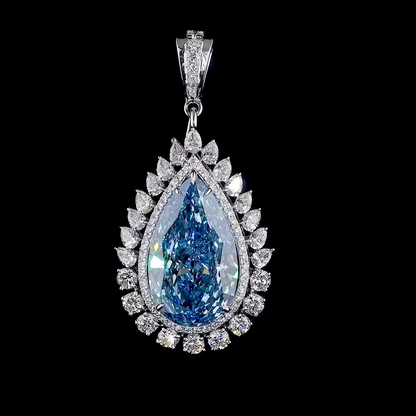 10.85 ct. Blue Diamond Halo Pendant