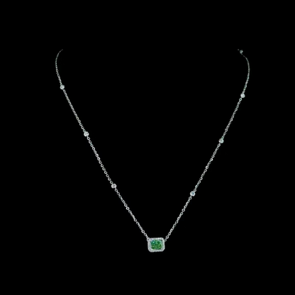 1.29 ct. Green Diamond Halo Pendant