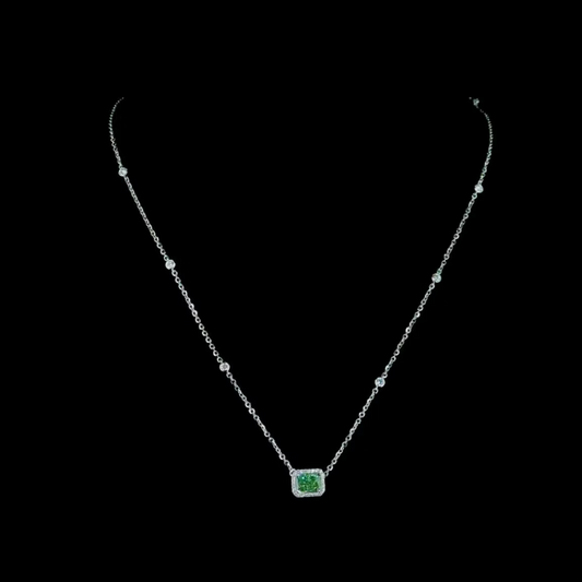 1.29 ct. Green Diamond Halo Pendant