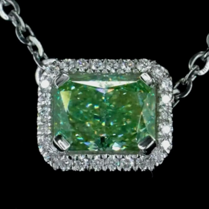 1.29 ct. Green Diamond Halo Pendant