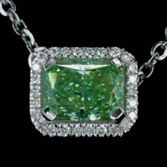1.29 ct. Green Diamond Halo Pendant