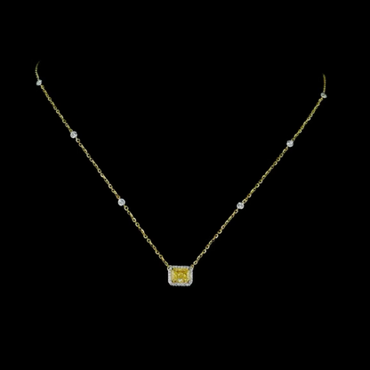 1.29 ct. Yellow Diamond Halo Pendant