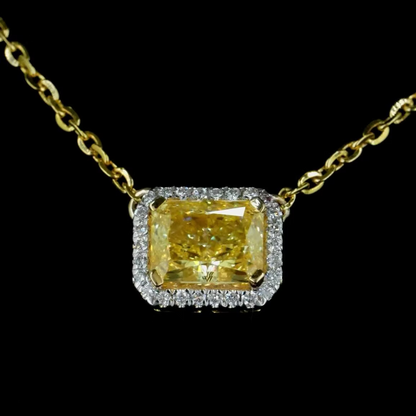 1.29 ct. Yellow Diamond Halo Pendant