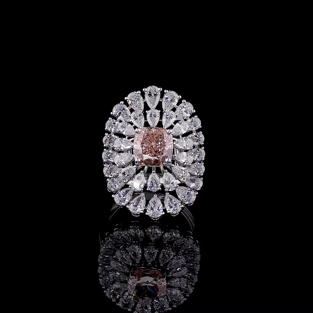 6.02 ct. Pink Cushion Diamond Halo Ring