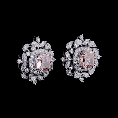 2.56 ct. Pink Cushion Diamond Halo Earrings & Pendant Set