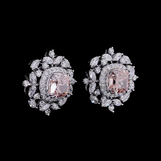 2.56 ct. Pink Cushion Diamond Halo Earrings & Pendant Set