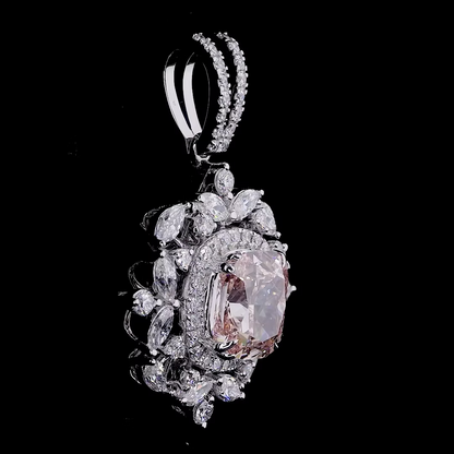 2.56 ct. Pink Cushion Diamond Halo Earrings & Pendant Set