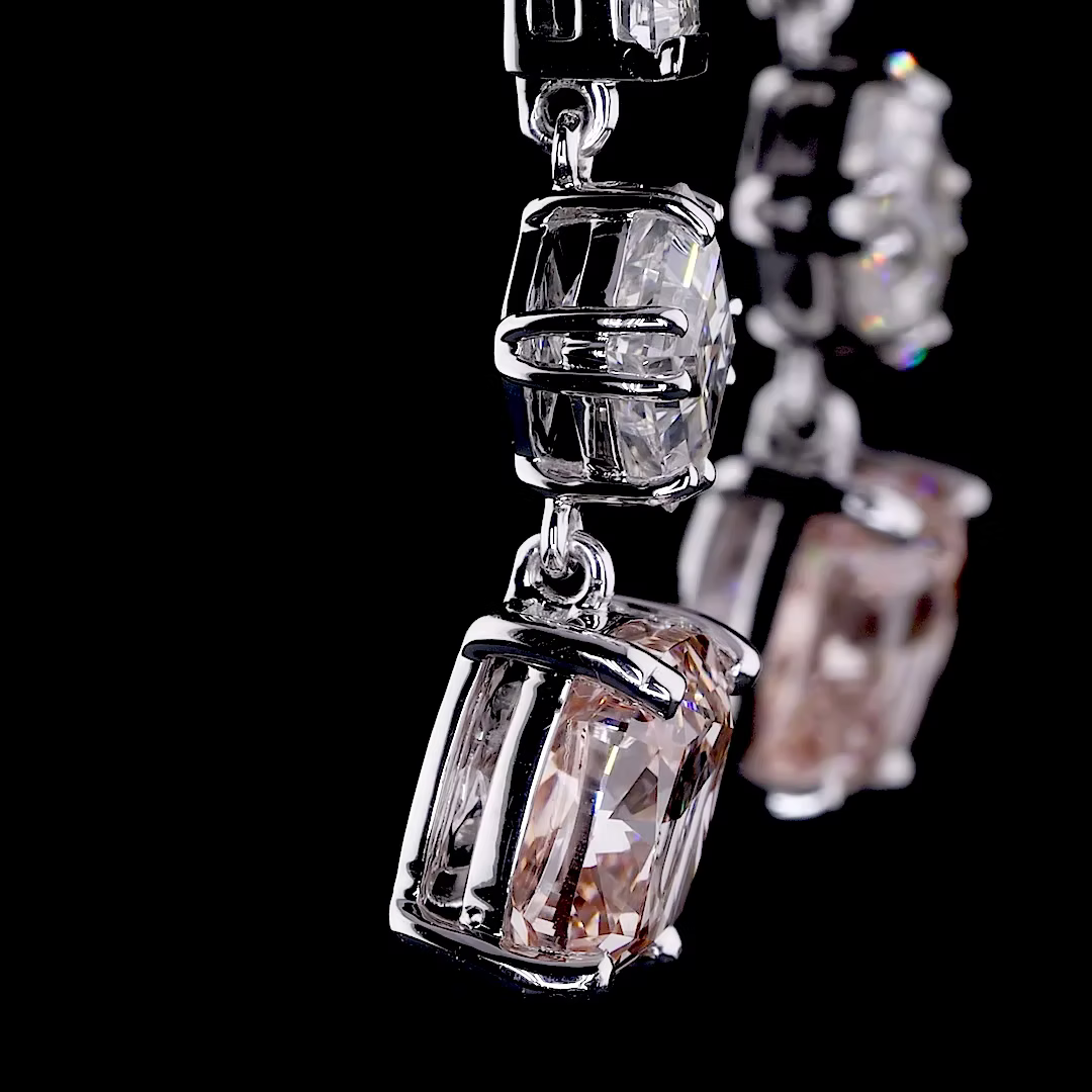 4.98 ct. Pink Cushion Diamond Drop Earrings