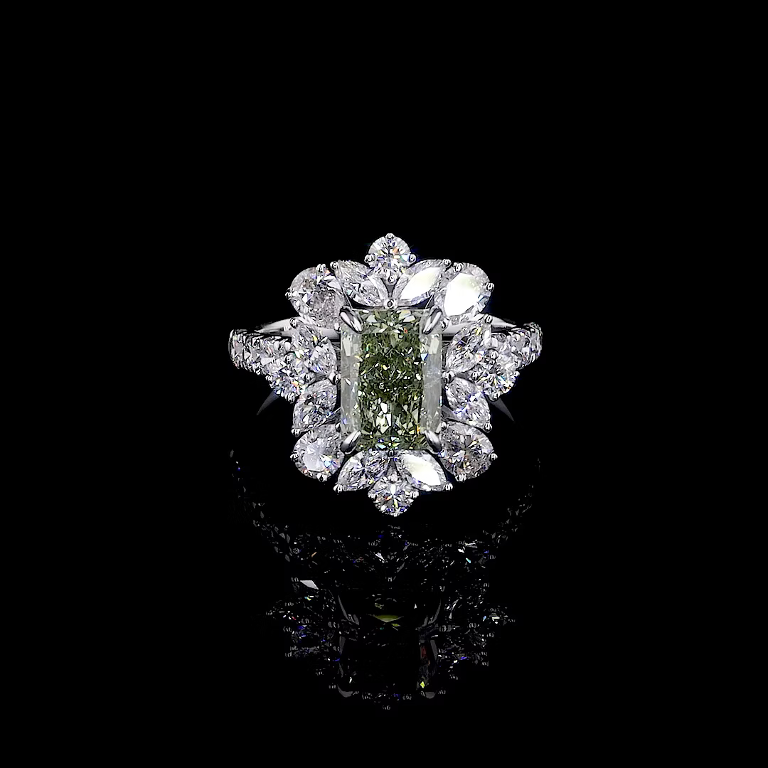3.64 ct. Fancy Yellow Radiant Solitaire Ring