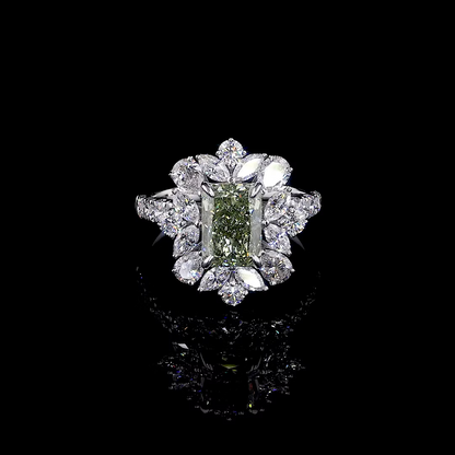 3.64 ct. Fancy Yellow Radiant Solitaire Ring