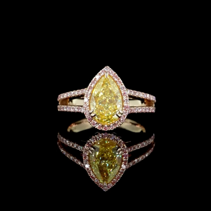 2.51 ct. Yellow Diamond Halo Ring
