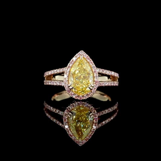 2.51 ct. Yellow Diamond Halo Ring
