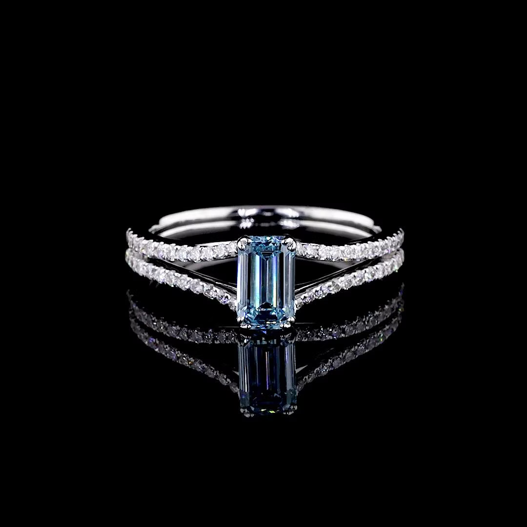 0.74 ct. Blue Diamond Pavé Ring
