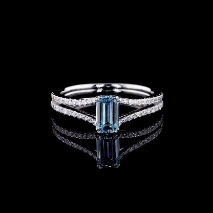 0.74 ct. Blue Diamond Pavé Ring