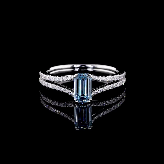 0.74 ct. Blue Diamond Pavé Ring