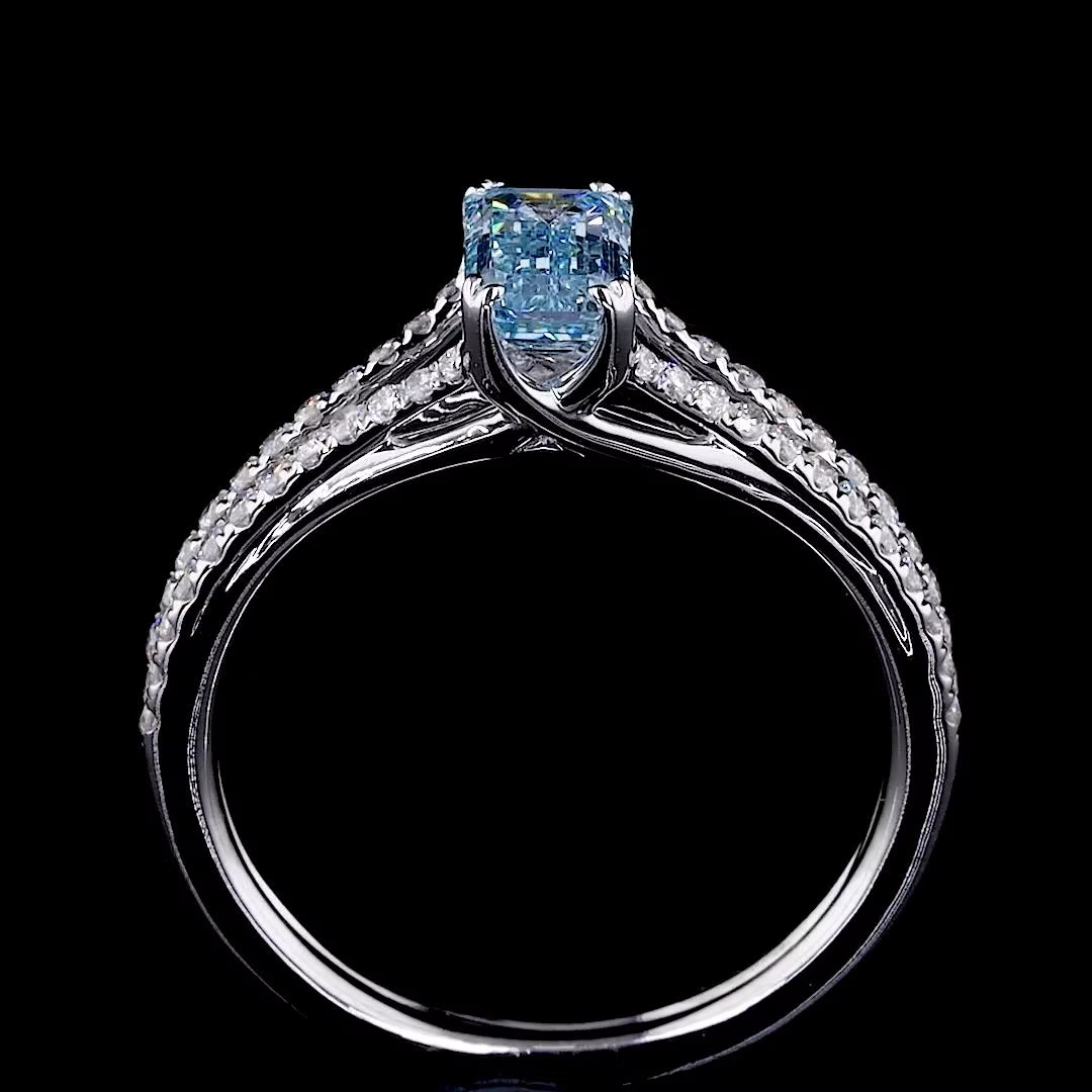 0.74 ct. Blue Diamond Pavé Ring