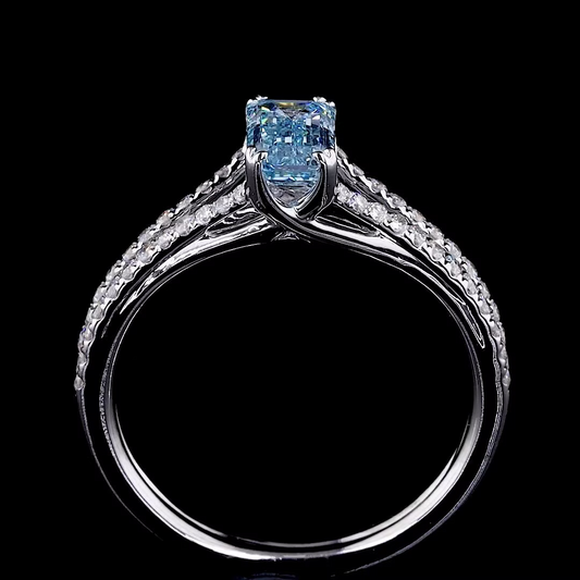 0.74 ct. Blue Diamond Pavé Ring