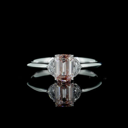 2.50 ct. Pink Emerald Lab Diamond Three-Stone Ring