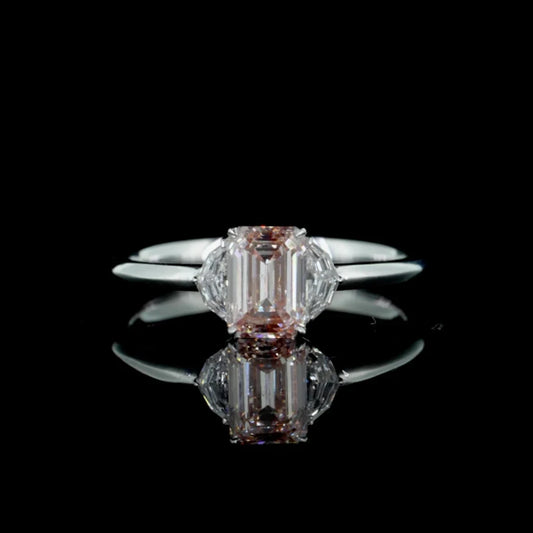 2.50 ct. Pink Emerald Lab Diamond Three-Stone Ring