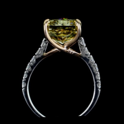7.27 ct. Dark Yellow Diamond Pavé Ring